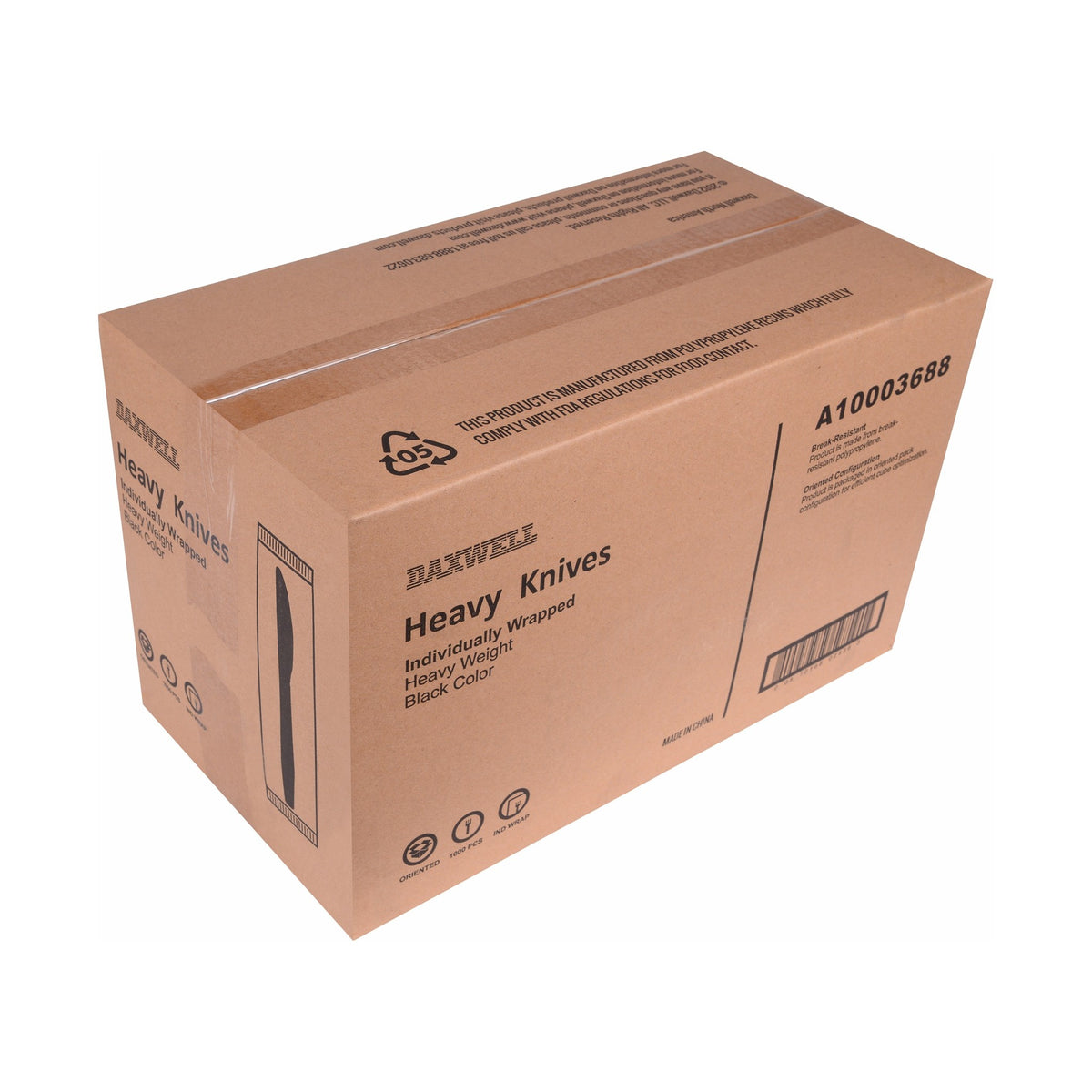 Luxury Heavy Weight Ind. Wrapped Polypropylene Knives, Black - A10003688 packaging