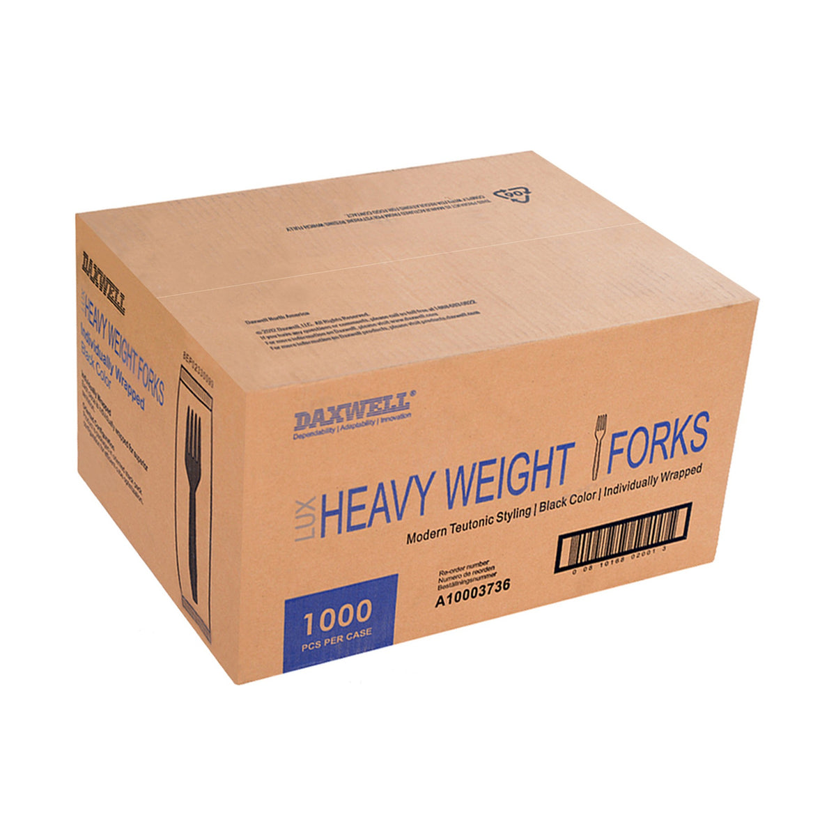 Luxury Heavy Weight Ind. Wrapped Polystyrene Forks, Black - A10003736 packaging
