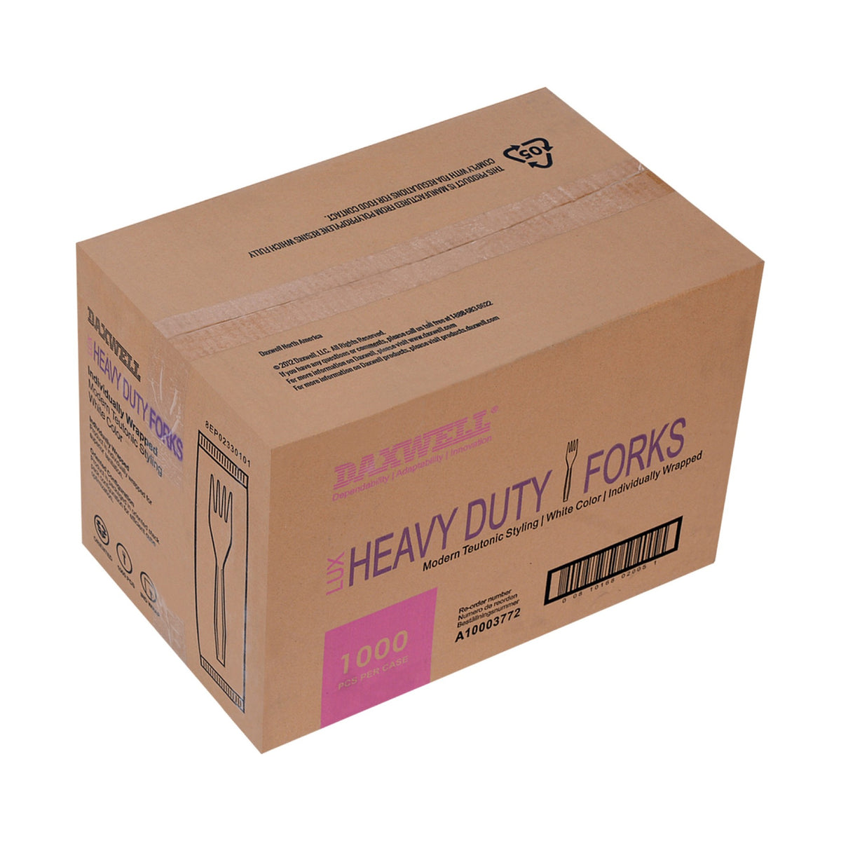Medium-Heavy Weight Ind. Wrapped Polypropylene Forks, White - A10003772 packaging