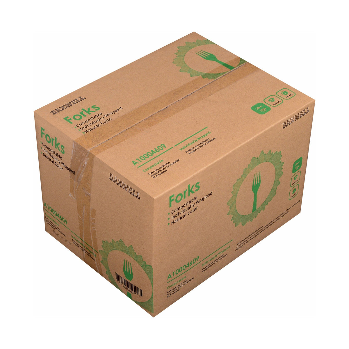 Medium Heavy Weight Ind. Wrapped Compostable Forks, Natural - A10004609 packaging