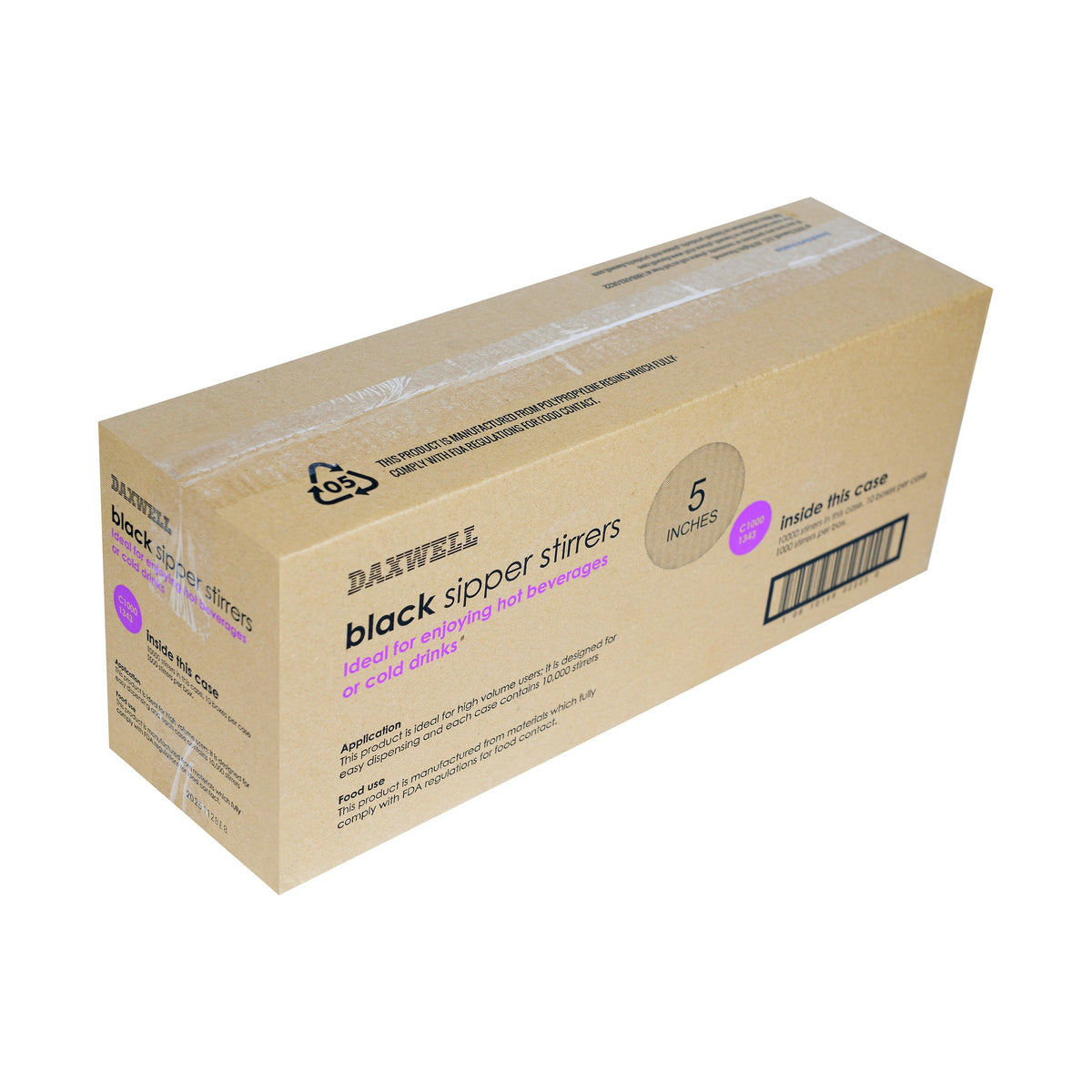 5" Coffee Stirrers, Black - C10001343 packaging