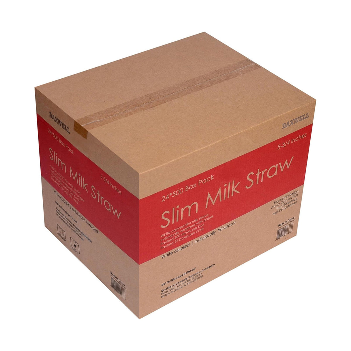 5.75" Slim Paper Wrapped Plastic Milk Straws, White - C10001366 packaging