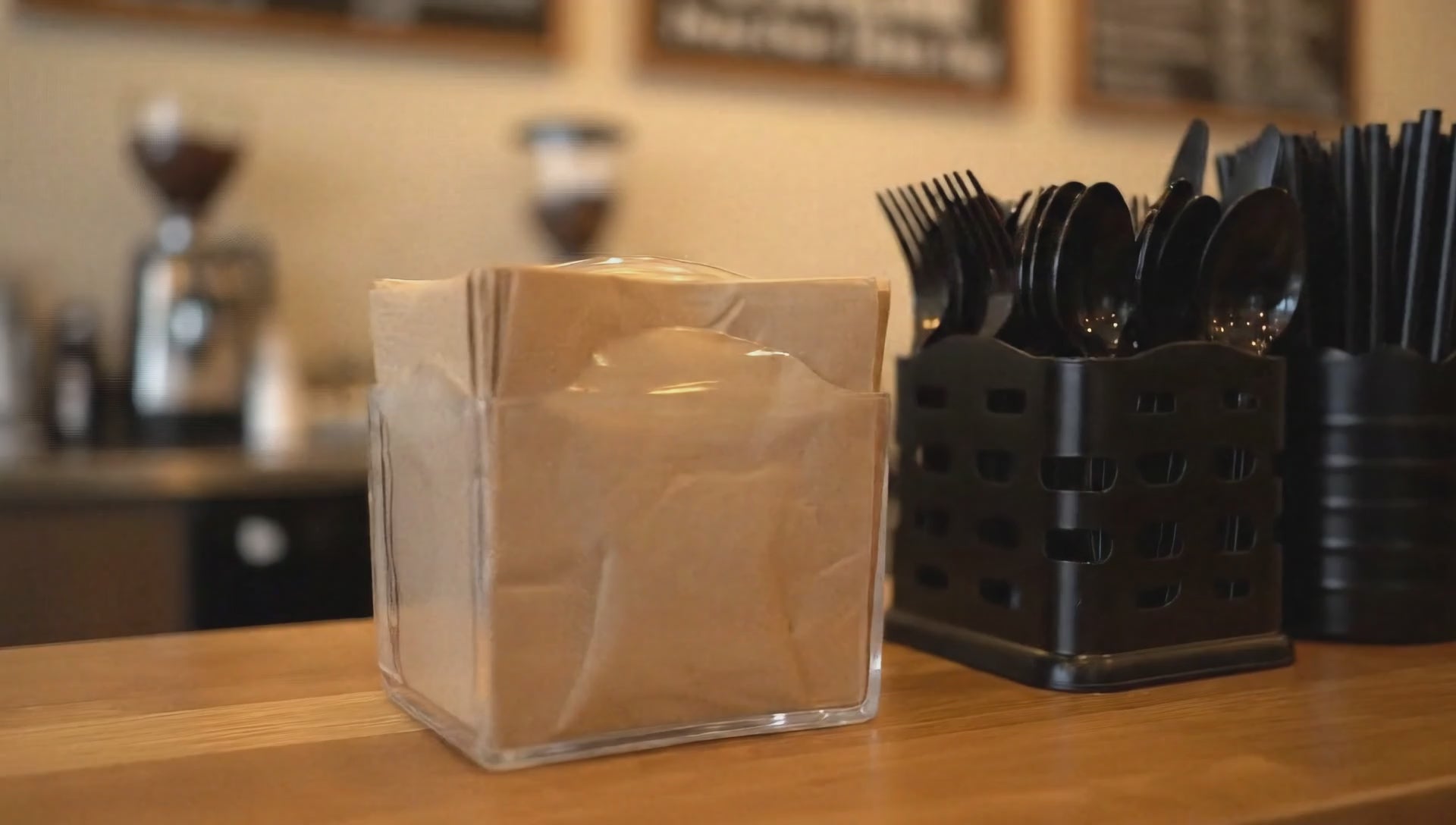 Load video: Wide selection of food service disposable products arranged on a countertop