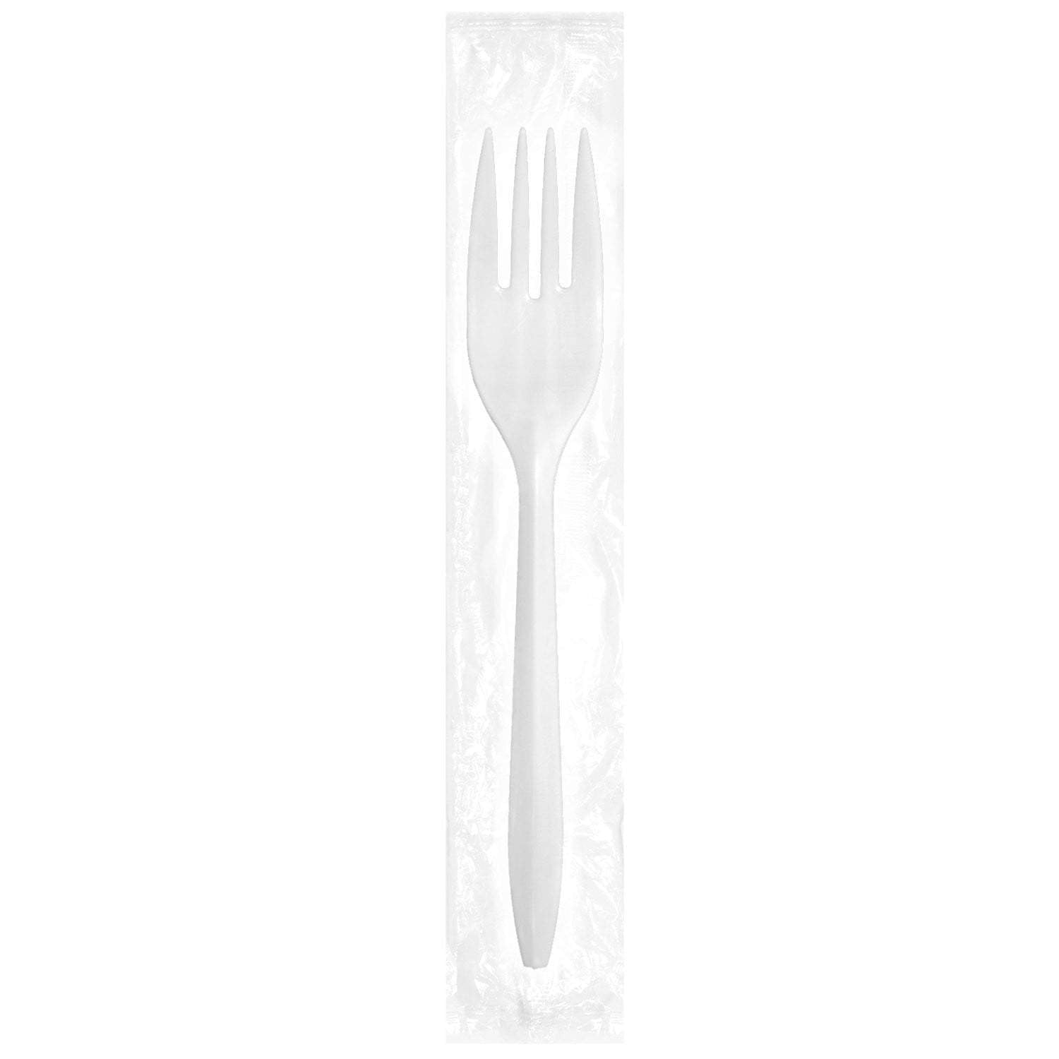 Medium Weight Ind. Wrapped Polypropylene Forks, White - Daxwell
