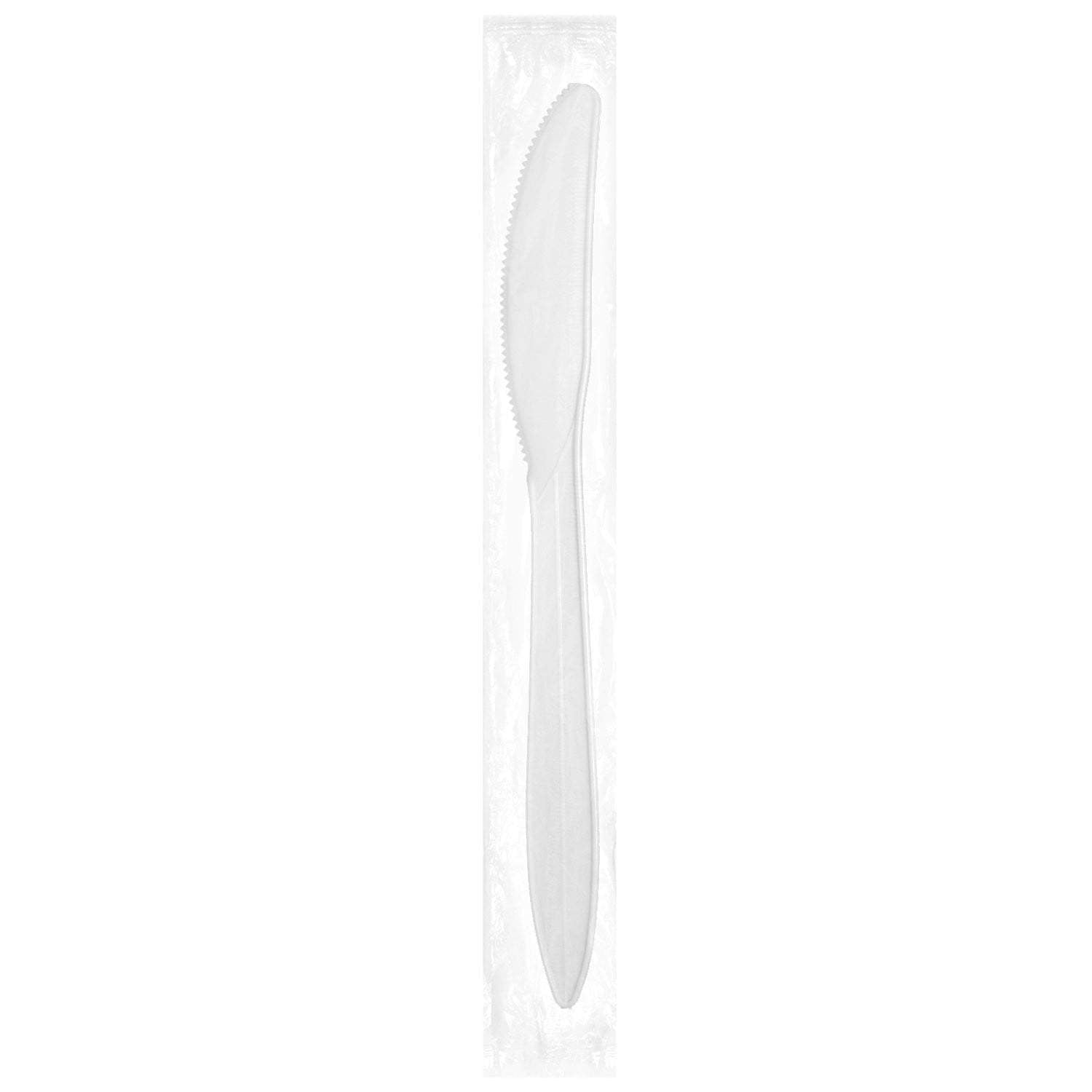 Medium Weight Ind. Wrapped Polypropylene Knives, White - Daxwell