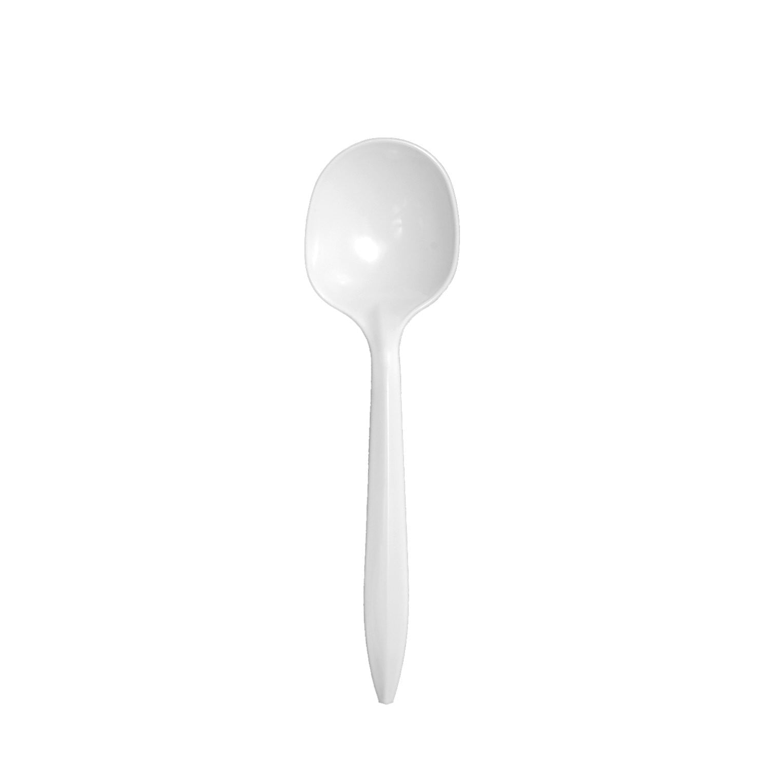 Medium Weight Polypropylene Soup Spoons, White - Daxwell