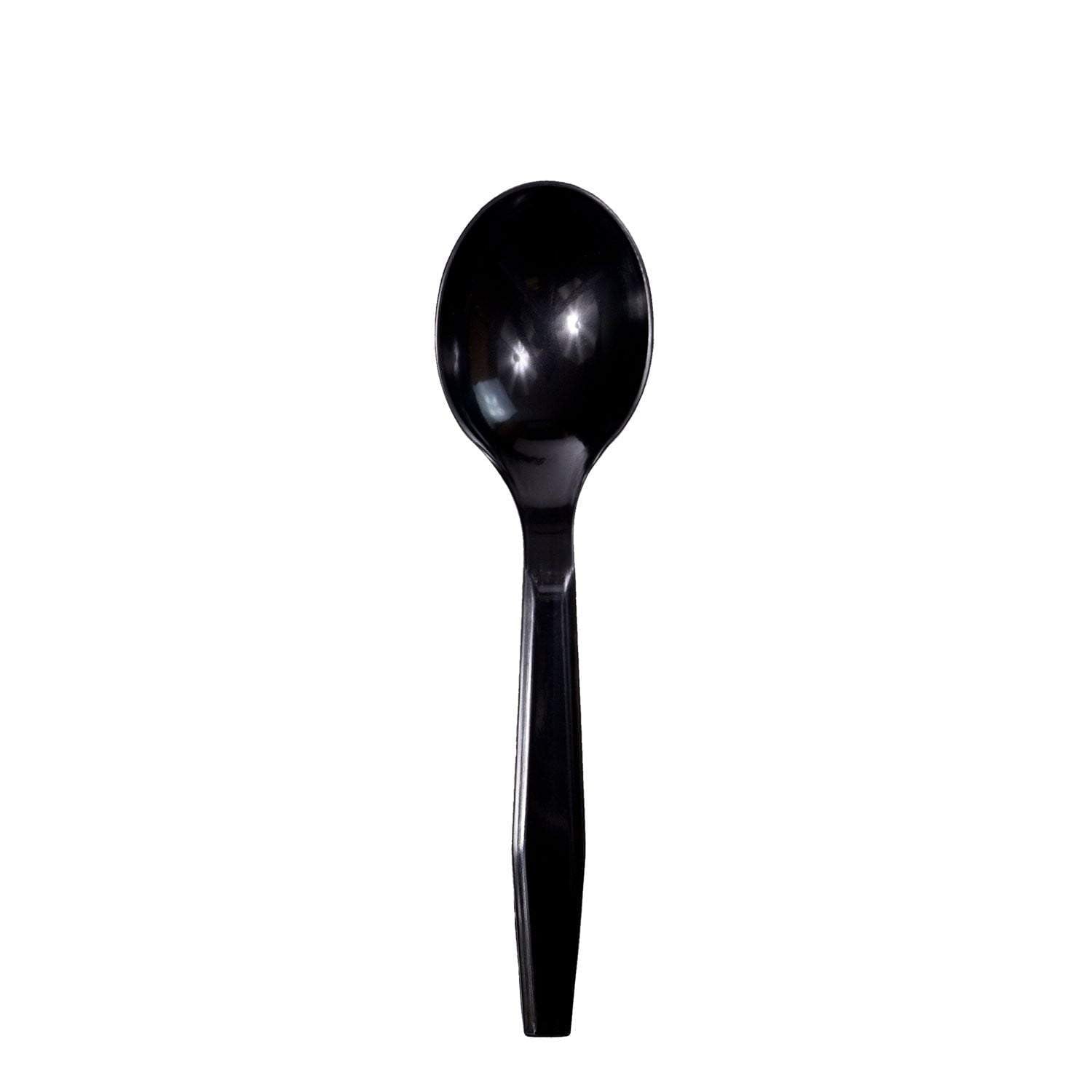 Medium-Heavy Weight Polystyrene Soup Spoons, Black - Daxwell