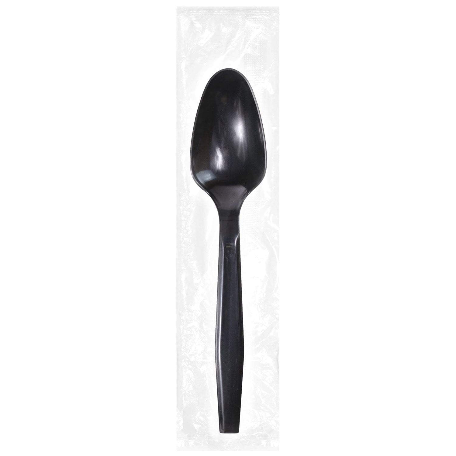 Medium-Heavy Weight Ind. Wrapped Polystyrene Teaspoons, Black - Daxwell