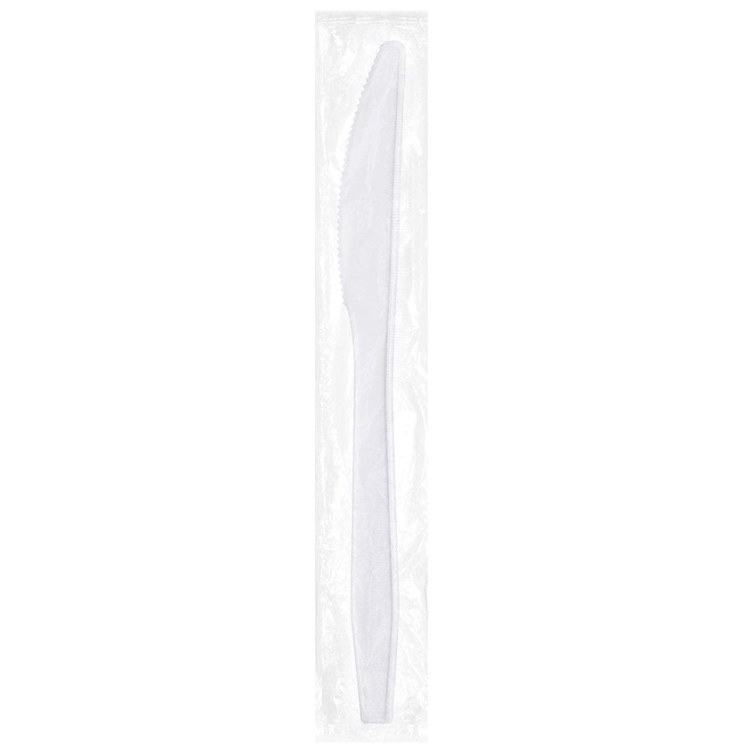 Medium-Heavy Weight Ind. Wrapped Polypropylene Knives, White - Daxwell