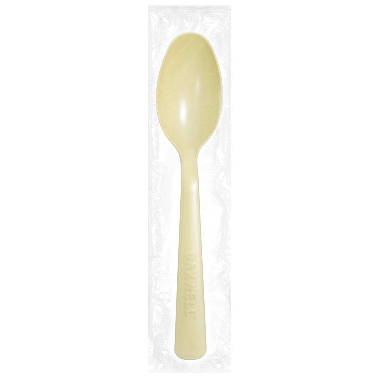Medium Heavy Weight Ind. Wrapped Compostable Teaspoons, Natural - Daxwell