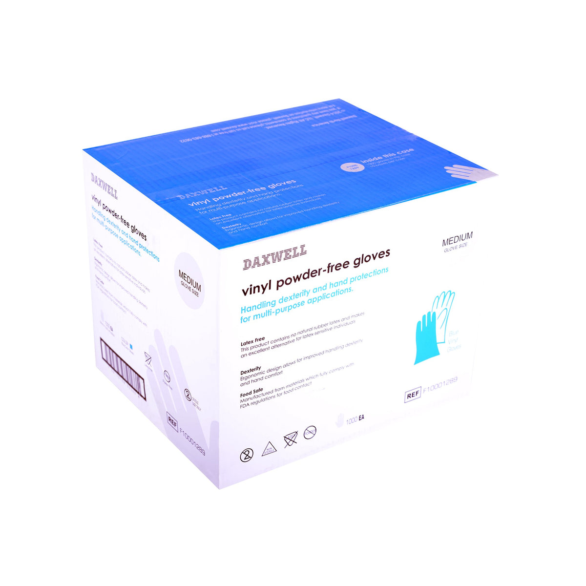 Vinyl General Purpose PowderFree Gloves, Blue Daxwell