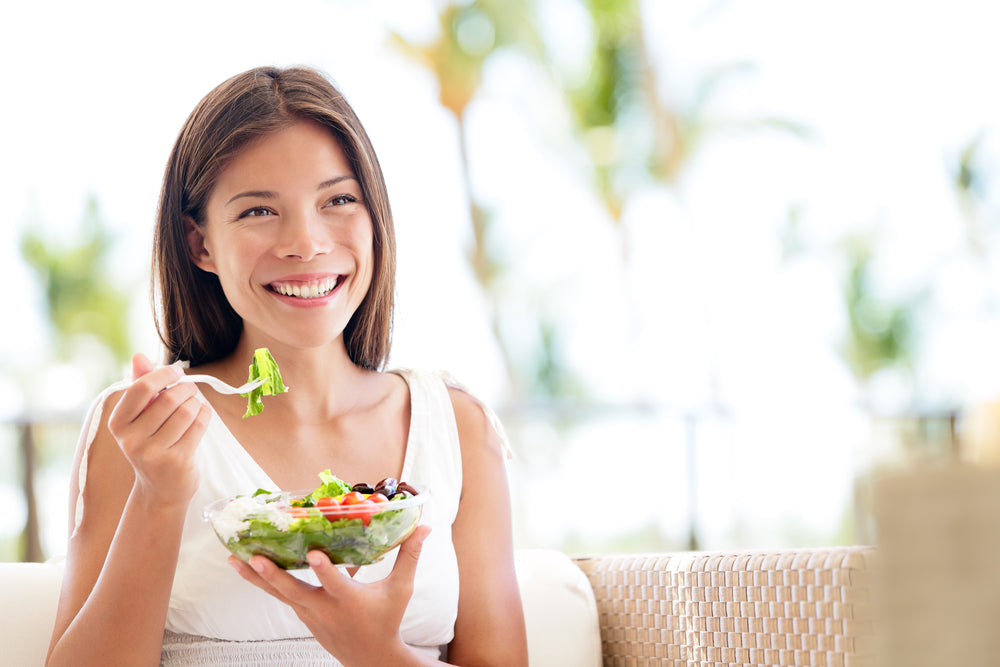 Disposable cutlery used to eat salad