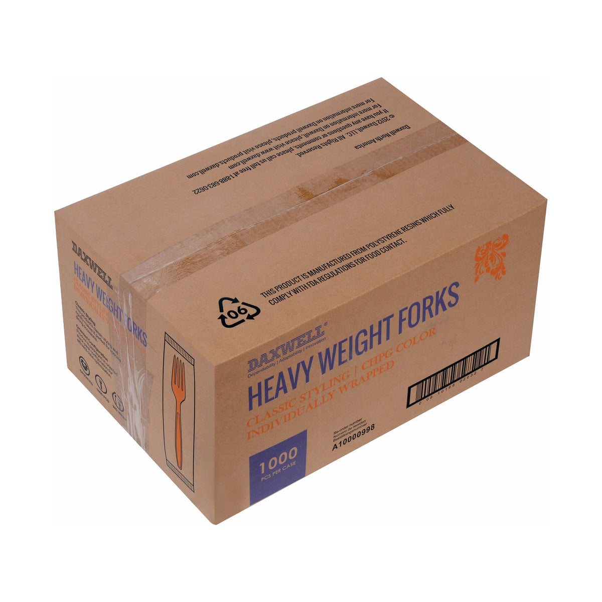 Full Size Heavy Weight Ind. Wrapped Polystyrene Forks, Champagne - A10000998 packaging