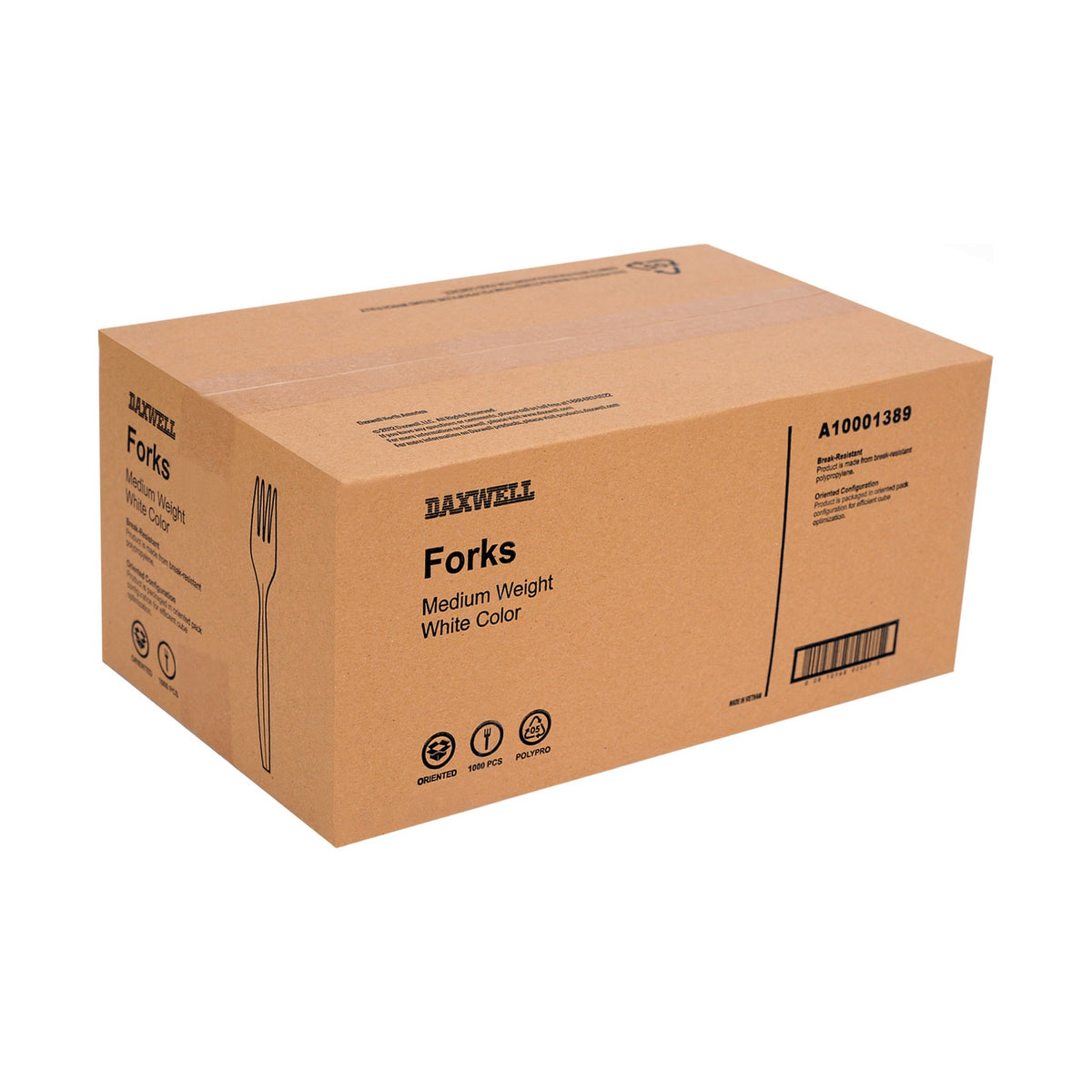 Medium Weight Polypropylene Forks, White - A10001389 packaging