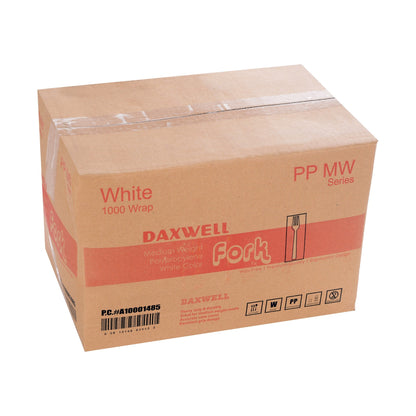 Medium Weight Ind. Wrapped Polypropylene Forks, White - A10001485 packaging