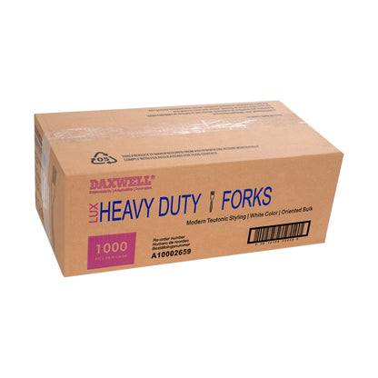 Medium-Heavy Weight Polypropylene Forks, White - A10002659 packaging