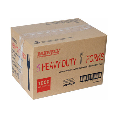 Medium-Heavy Weight Polystyrene Forks, Black - A10003259 packaging