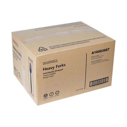 Luxury Heavy Weight Ind. Wrapped Polypropylene Forks, Black - A10003687 packaging