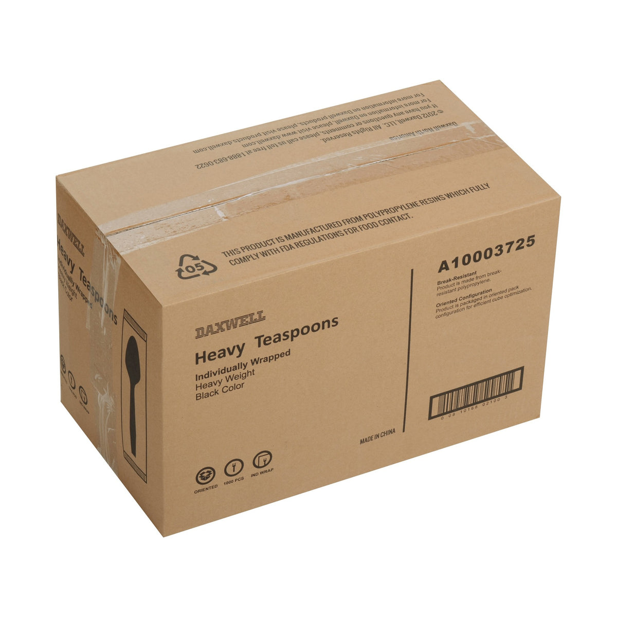 Luxury Heavy Weight Ind. Wrapped Polypropylene Spoons, Black - A10003725 packaging
