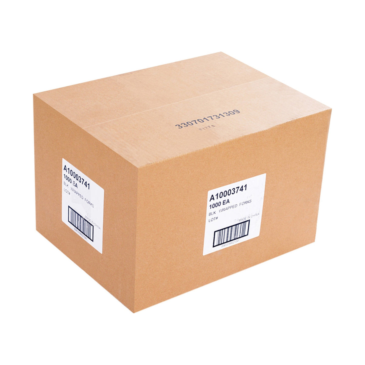Medium-Heavy Weight Ind. Wrapped Polystyrene Forks, Black - A10003741 packaging
