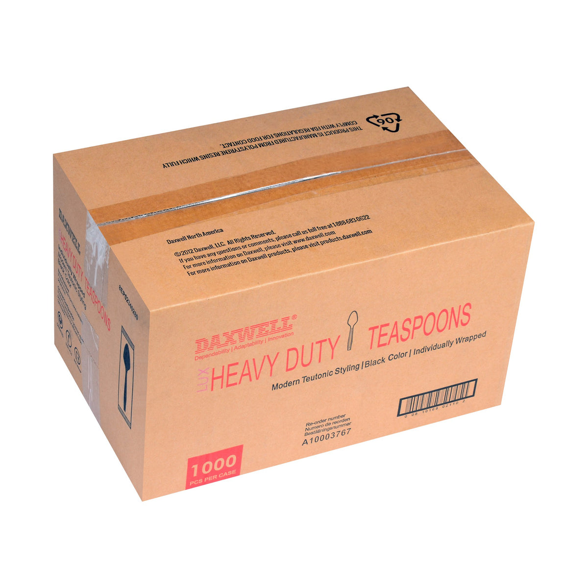 Medium-Heavy Weight Ind. Wrapped Polystyrene Teaspoons, Black - A10003767 packaging