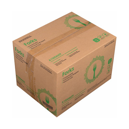 Medium Heavy Weight Ind. Wrapped Compostable Forks, Natural - A10004609 packaging