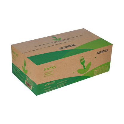 Medium Heavy Weight Compostable Forks, Natural - A10004920 packaging