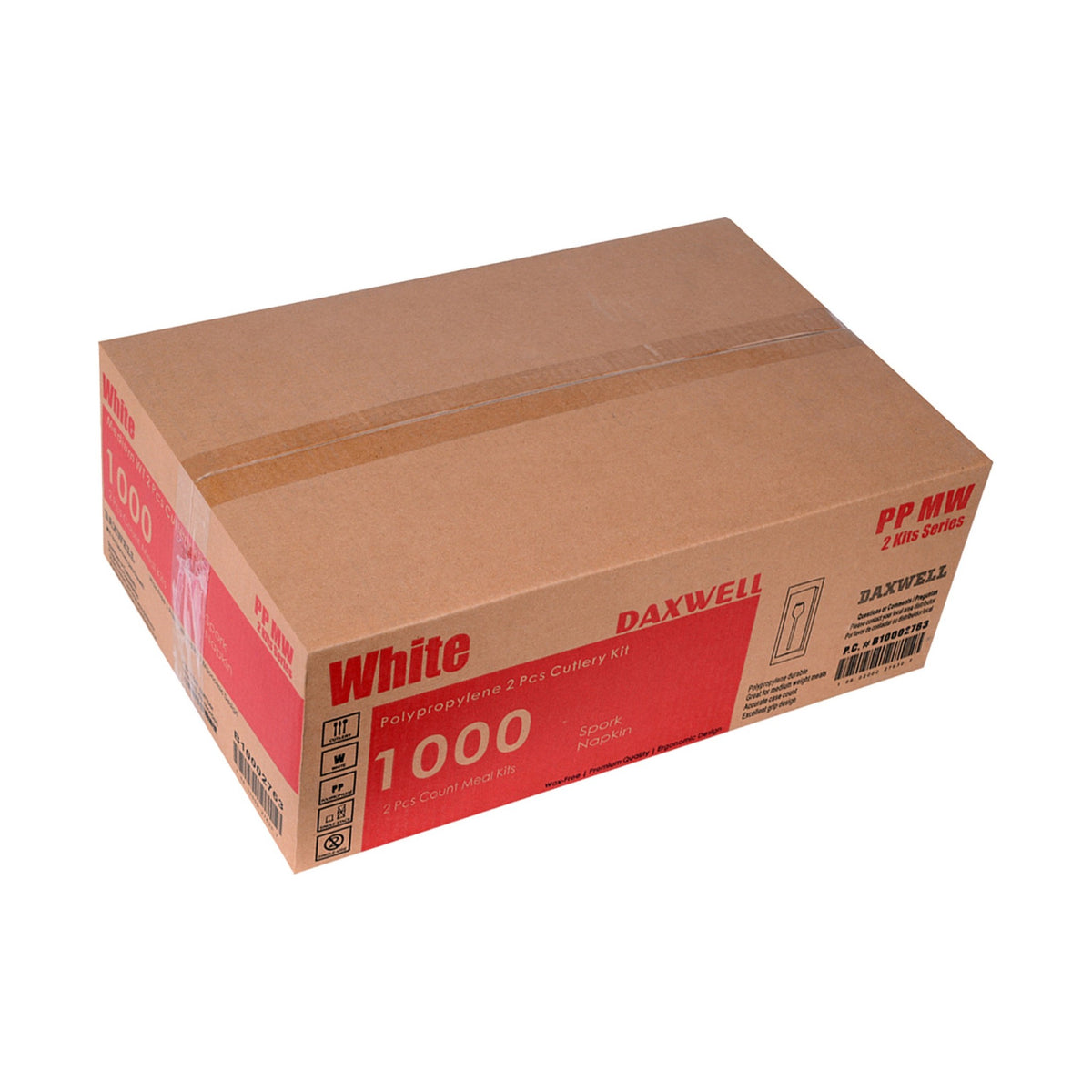 Medium Weight Wrapped Polypropylene Cutlery Kits, White - Spork and Napkin - B10002763 packaging
