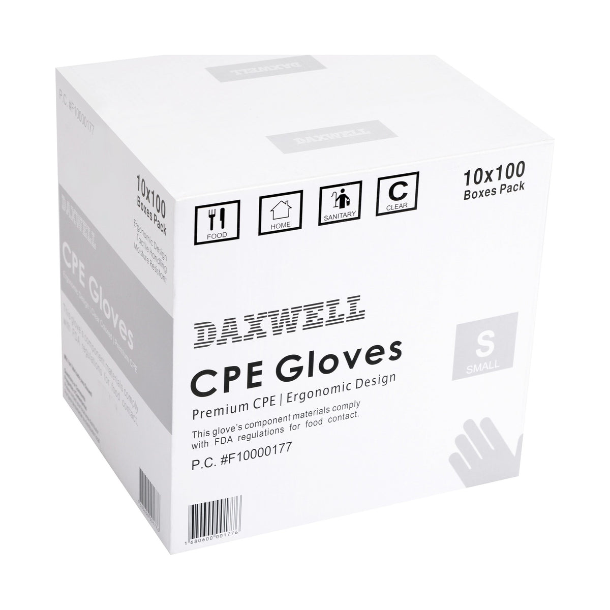 Embossed Cast Poly Gloves - F10000177 packaging