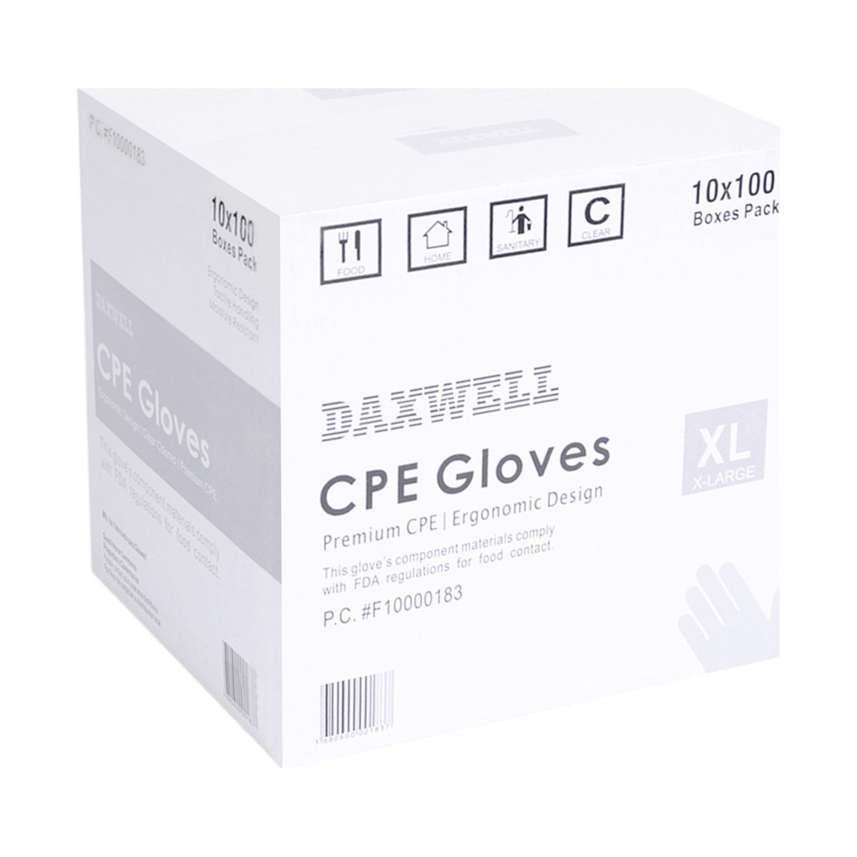 Embossed Cast Poly Gloves - F10000183 packaging