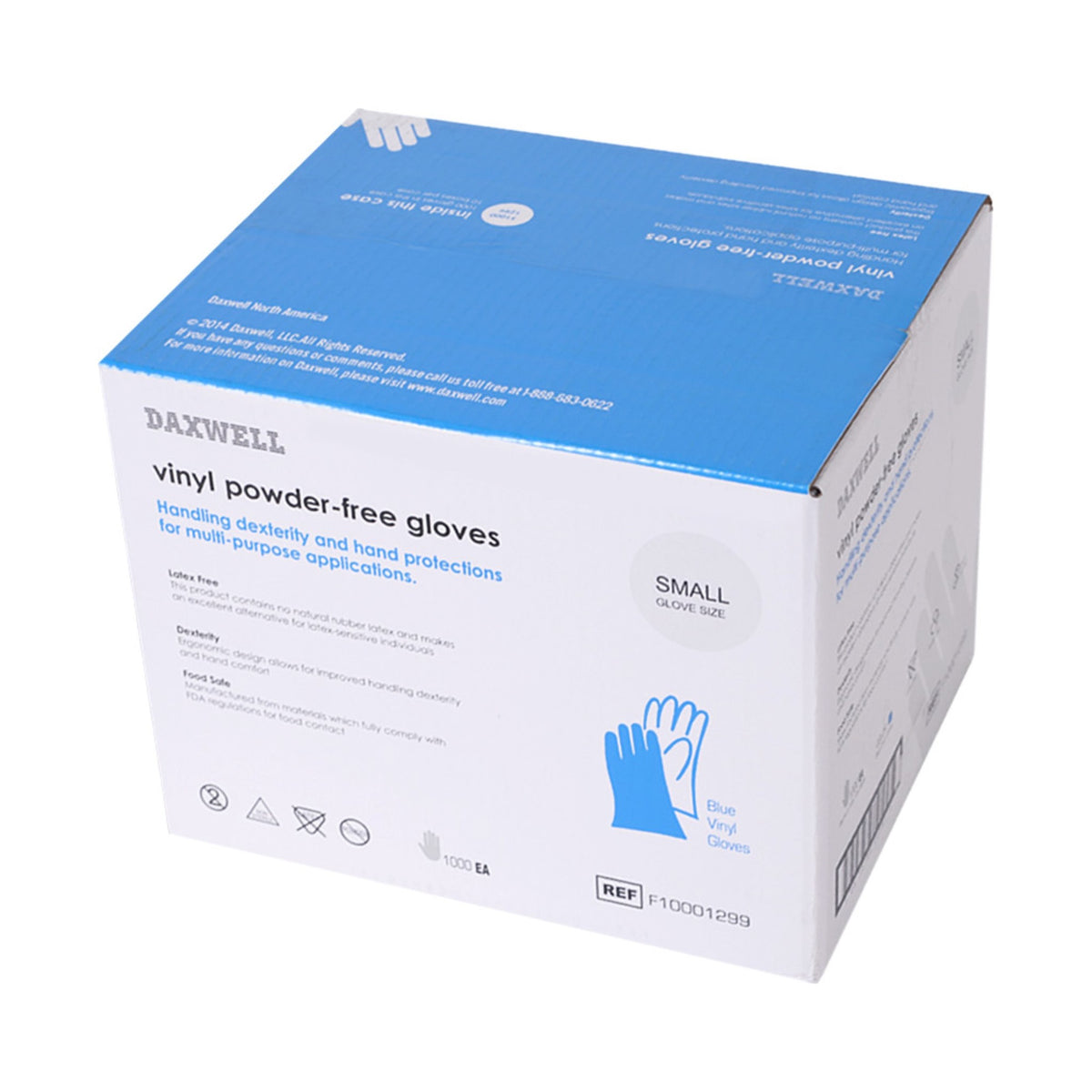 Vinyl General Purpose Powder-Free Gloves, Blue - F10001299 packaging