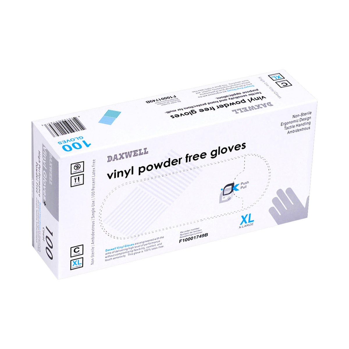 Vinyl General Purpose Powder-Free Gloves - F10001749B packaging