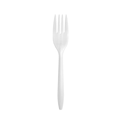 Medium Weight Polypropylene Forks, White - Daxwell