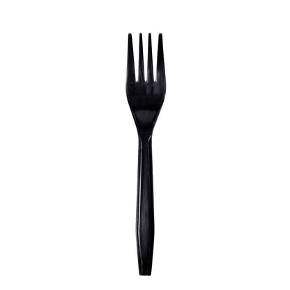Medium-Heavy Weight Polystyrene Forks, Black - Daxwell