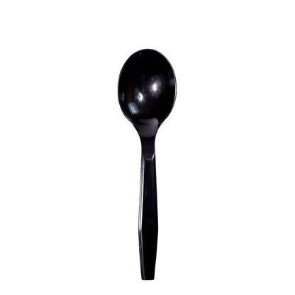Medium-Heavy Weight Polystyrene Soup Spoons, Black - Daxwell