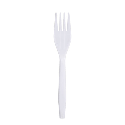 Medium-Heavy Weight Polypropylene Forks, White - Daxwell