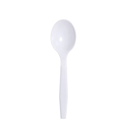 Medium-Heavy Weight Polypropylene Soup Spoons, White - Daxwell