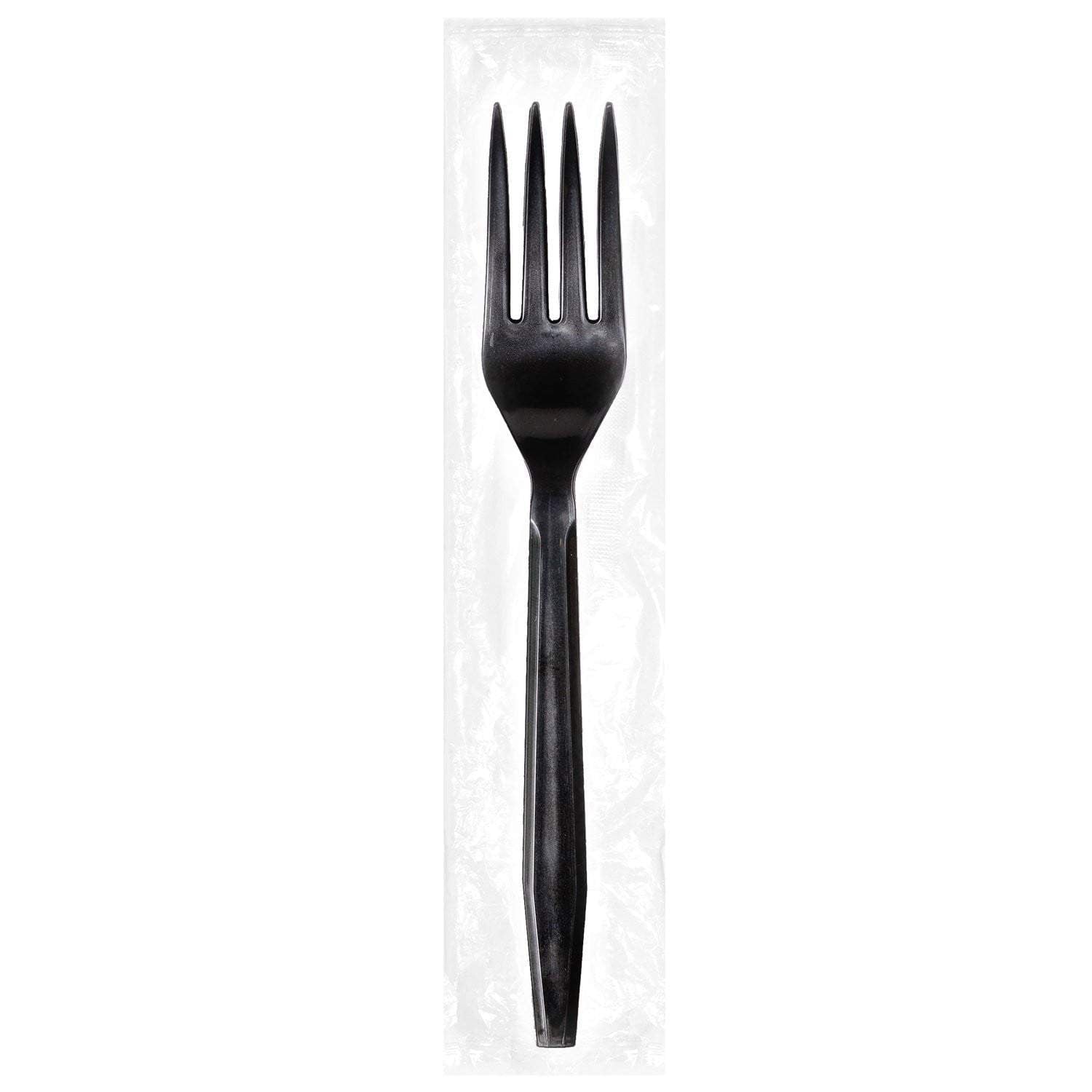 Luxury Heavy Weight Ind. Wrapped Polypropylene Forks, Black - Daxwell