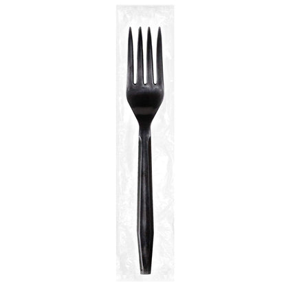 Luxury Heavy Weight Ind. Wrapped Polypropylene Forks, Black - Daxwell