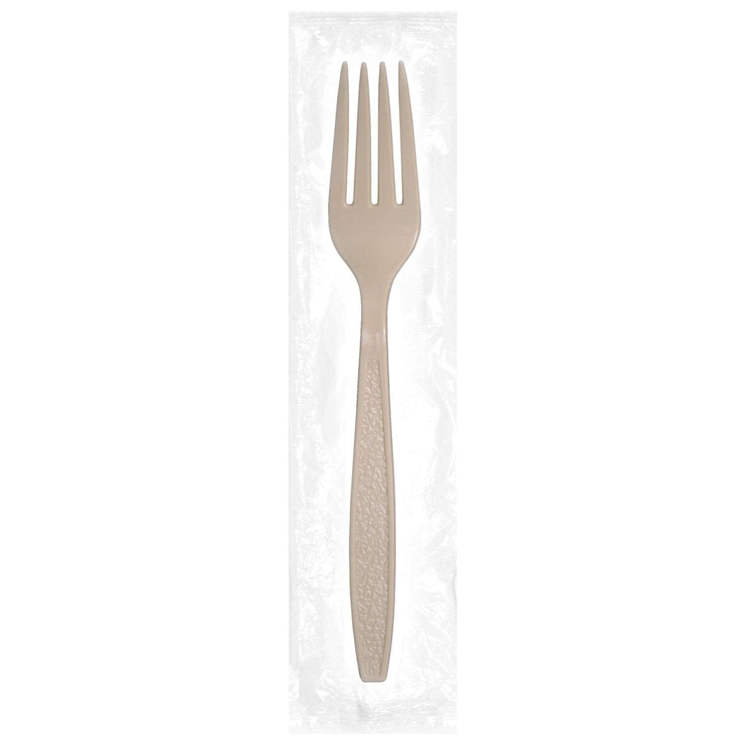 Full Size Heavy Weight Ind. Wrapped Polystyrene Forks, Champagne - Daxwell