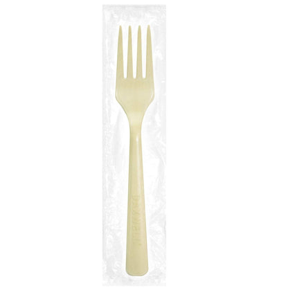 Medium Heavy Weight Ind. Wrapped Compostable Forks, Natural - Daxwell
