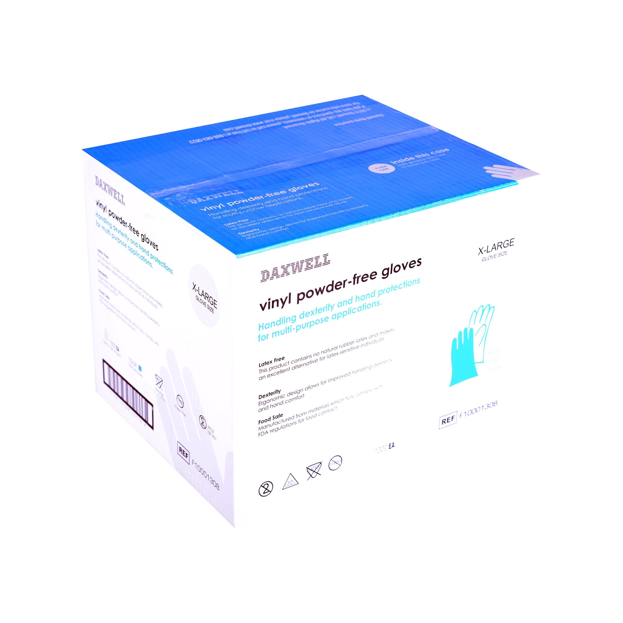 Vinyl General Purpose Powder-Free Gloves, Blue – Daxwell