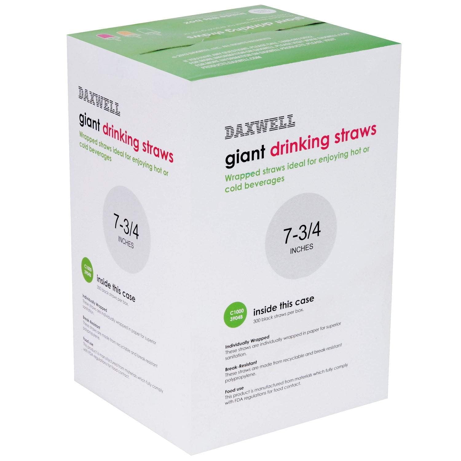 7.75" Giant Paper Wrapped Plastic Straws, Black - Daxwell